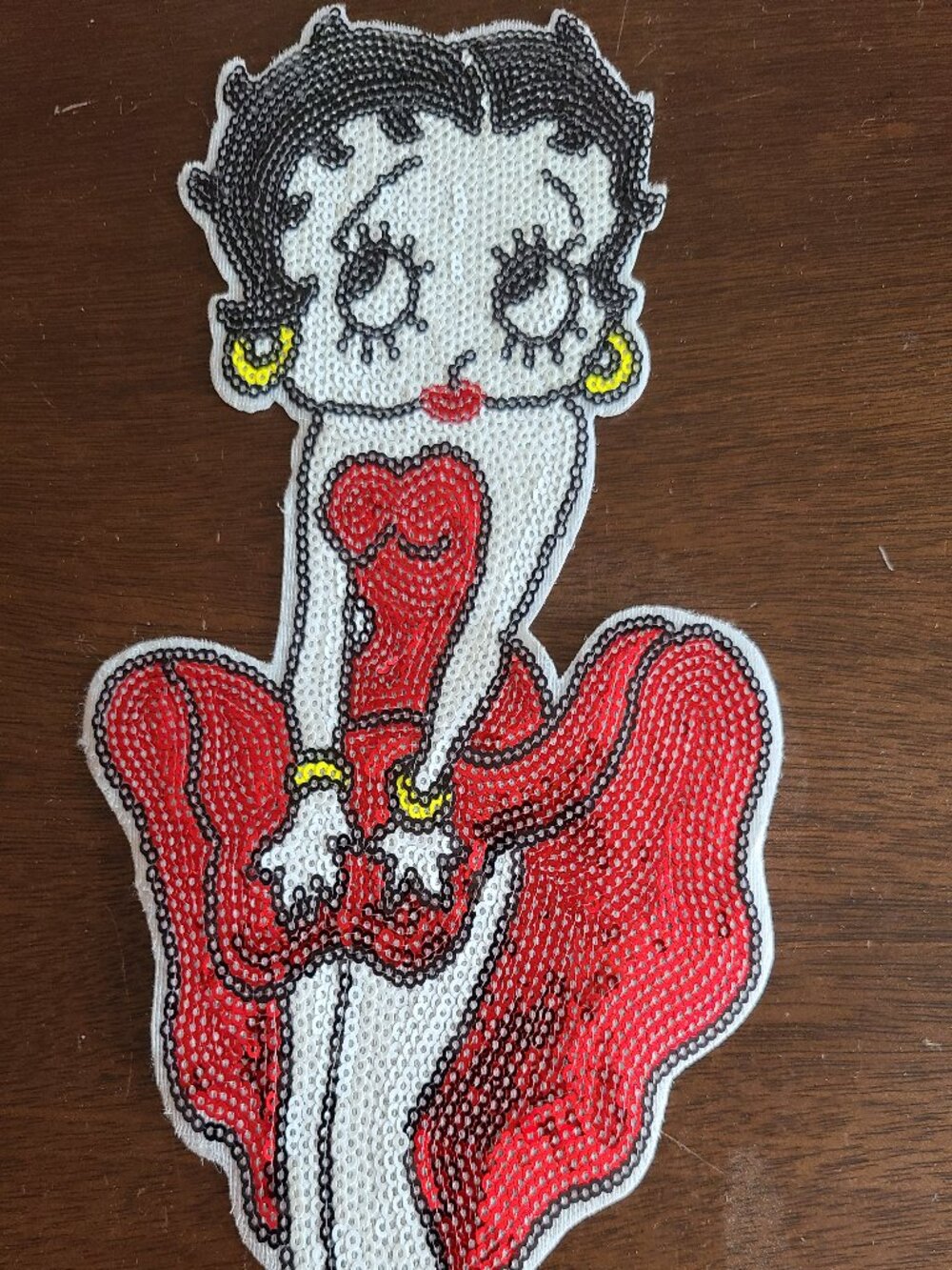 Large Betty Sequin Patch Flying Red Dress Pinup Back Patch NEW